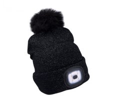 EXTOL čepice s čelovkou šedá/třpytivá s bambulí 45lm, nabíjecí, USB, 43196