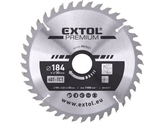 EXTOL PREMIUM 8803221 kotouč pilový s SK plátky, 184x2,2x30mm, 40T, šířka SK plátků 3,2mm, SK
