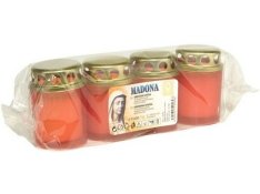 Svíce hřbitovní Madona Bedronka 55g 15h 4ks červená lisovaná