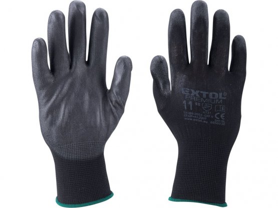 rukavice z polyesteru polomáčené v PU, černé, 8", velikost 8", 8856635 EXTOL PREMIUM
