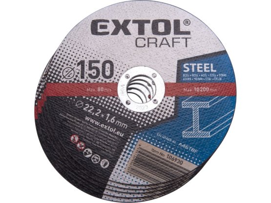 EXTOL CRAFT 106930 kotouče řezné na kov, 5ks, 150x1,6x22,2mm
