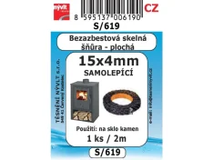 Šňůra skelná bezazbestová samolepící 15x4mm/2m plochá S/619