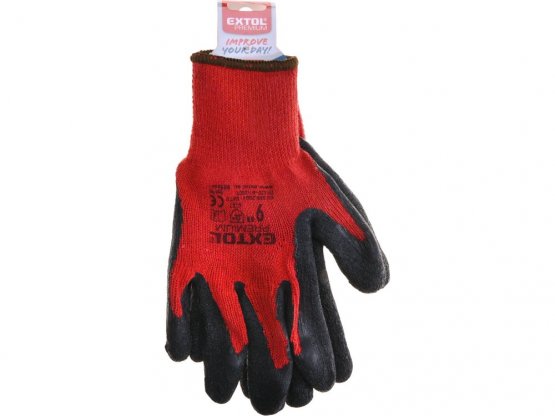 rukavice bavlněné polomáčené v LATEXU, 9", velikost 9", 8856641 EXTOL PREMIUM
