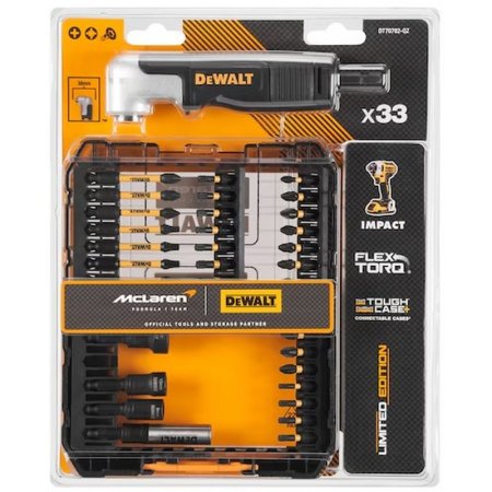 DeWALT McLaren sada rázových vrtáků 33ks s pravoúhlým nástavcem DT70782-QZ Tough Case