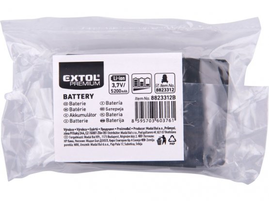 EXTOL PREMIUM baterie akumulátorová 3,7V 8823312B