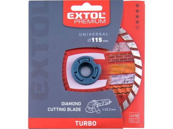 kotouč diamantový řezný turbo, 115x22,2mm, suché i mokré řezání, 108751 EXTOL PREMIUM