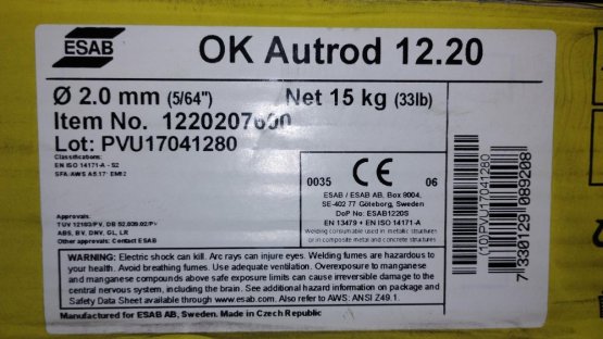 ESAB Drát svařovací 12.20  2,0mm 15kg 1220200