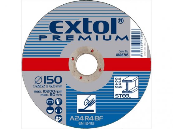 EXTOL PREMIUM kotouč brusný na ocel, 150x6,0x22,2mm 8808705