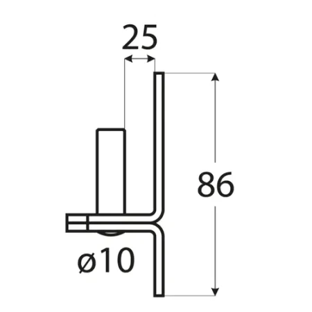 DOMAX držák čepu černý 25x86mm C10/25C 83022 DMX