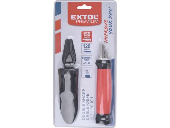 EXTOL PREMIUM nůž na odizolování kabelů oboubřitý,s plast. pouzdrem, 155/120mm 8831101