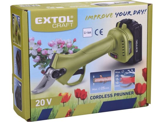 EXTOL CRAFT Nůžky zahradní aku BRUSHLESS 20V Li-ion 2Ah 402456
