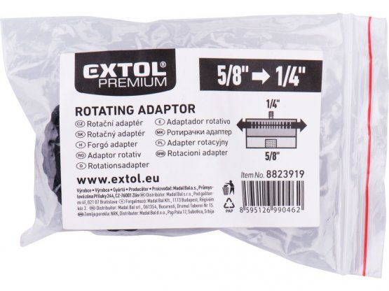 EXTOL PREMIUM adaptér rotační, vnitř. závit 5/8" - šroub 1/4" 8823919