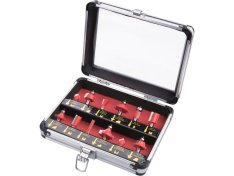 EXTOL PREMIUM frézy tvarové do dřeva s SK plátky, sada 12ks, stopka 8mm, v kovovém kufru, SK, 44037