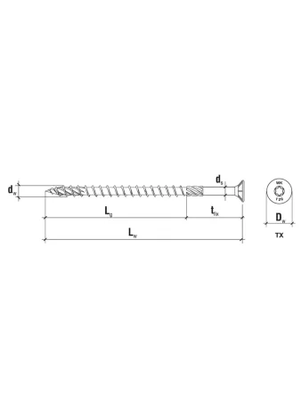 WKCS 8x140 40ks konstrukční vrut - zápustná hlava ZB MB-WKCS-08140 KLIMAS
