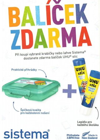 SISTEMA Svačinový box lunch 350ml růžová + balíček UHU pro školáky zdarma