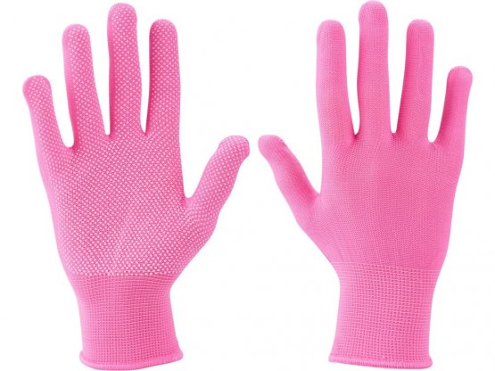 rukavice z polyesteru s PVC terčíky na dlani, velikost 7"