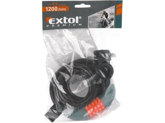 EXTOL zámek na kolo - lanko 12x1200mm kódové zamykání 8857824