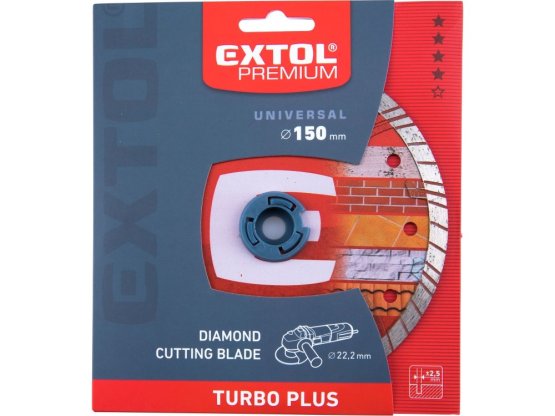 EXTOL PREMIUM 8803033 kotouč diamantový řezný turbo plus, 150x22,2mm, suché i mokré řezání