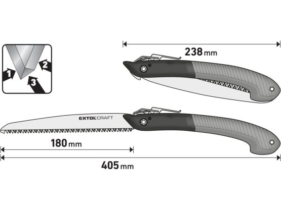 EXTOL CRAFT pilka na větve zavírací 180mm / 405mm trojbroušené tvrzené zuby 70072