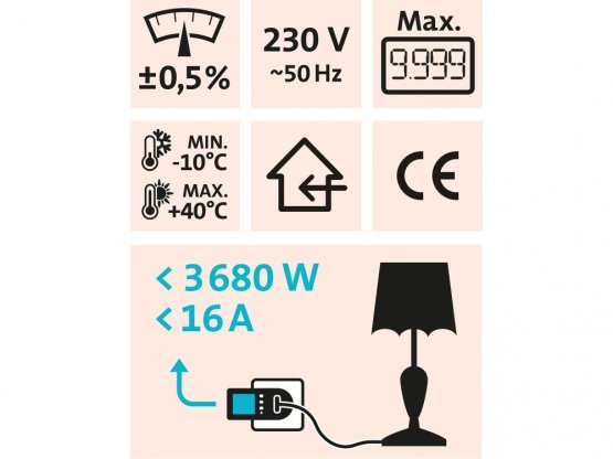 EXTOL LIGHT měřič spotřeby elektrické energie - wattmetr 43900