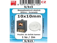 Šňůra skelná bezazbestová 10x10mm/2m hranatá S/615