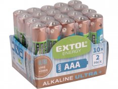 EXTOL ENERGY baterie alkalické, 20ks, 1,5V AA (LR6) 42013