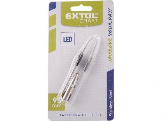 EXTOL CRAFT pinzeta s LED světlem, délka 95mm, nerez 9696