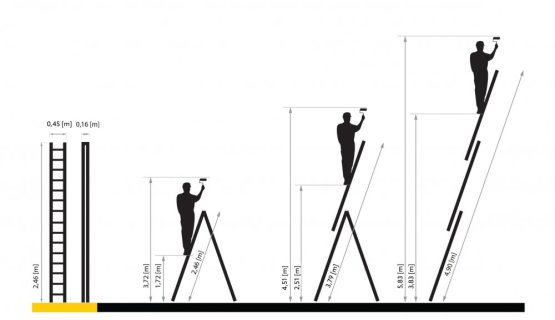 Žebřík třídílný 9 příček 3x9 150Kg DRABEST