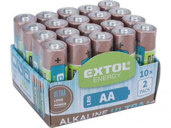 EXTOL ENERGY baterie alkalické, 20ks, 1,5V AA (LR6) 42013