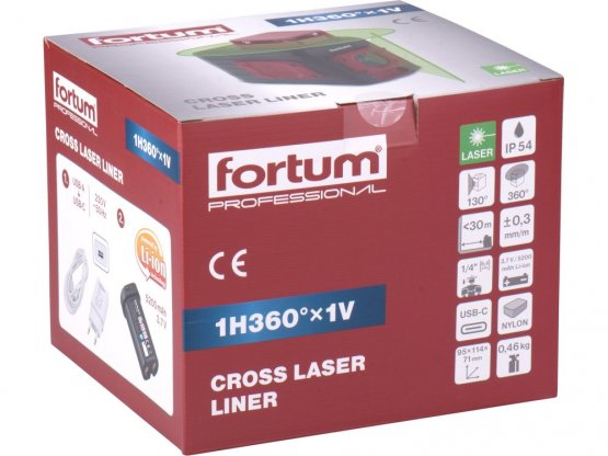 FORTUM laser zelený liniový, křížový samonivelační 4780209
