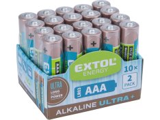 EXTOL ENERGY baterie alkalické, 20ks, 1,5V AAA (LR03) 42012