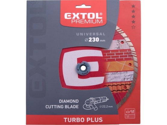 EXTOL PREMIUM 8803035 kotouč diamantový řezný turbo plus, 230x22,2mm, suché i mokré řezání