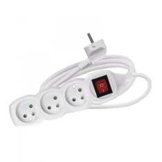 EMOS Prodlužovací kabel bílý 3m/3 zásuvky s vypínačem P1313 1902130300