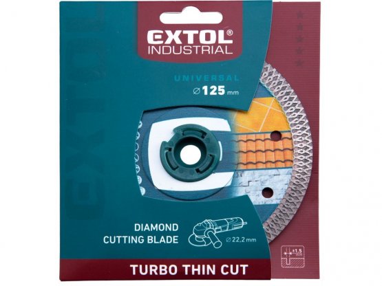 kotouč diamantový řezný turbo Thin Cut, 125x22,2mm, suché i mokré řezání, EXTOL