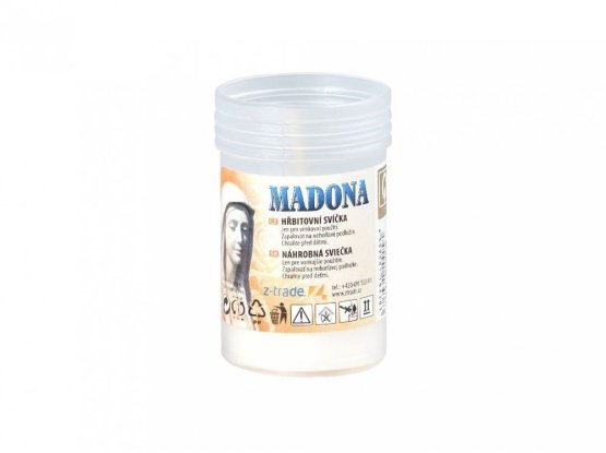 Svíce hřbitovní Madona vklad 65g 20h. bílá lisovaná